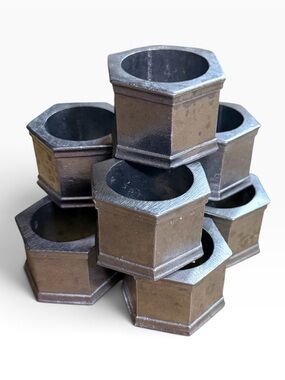 Vintage Hexagonal Pewter Napkin Rings from Wilton Armetale - Set of 8